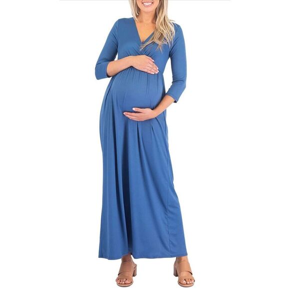 NEW Mother Bee Maternity 3/4 Sleeve Ruched Waist Dress S - Picture 1 of 3
